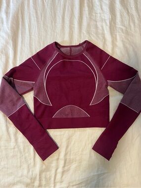 Berry Seamless Long-Sleeve Crop Top